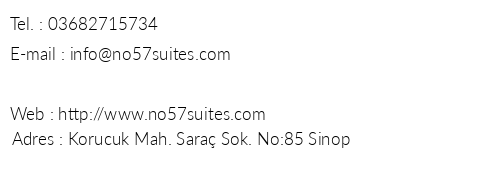 No 57 Suites telefon numaralar, faks, e-mail, posta adresi ve iletiim bilgileri